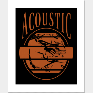 Acoustic guitar, brown circle emblem Posters and Art